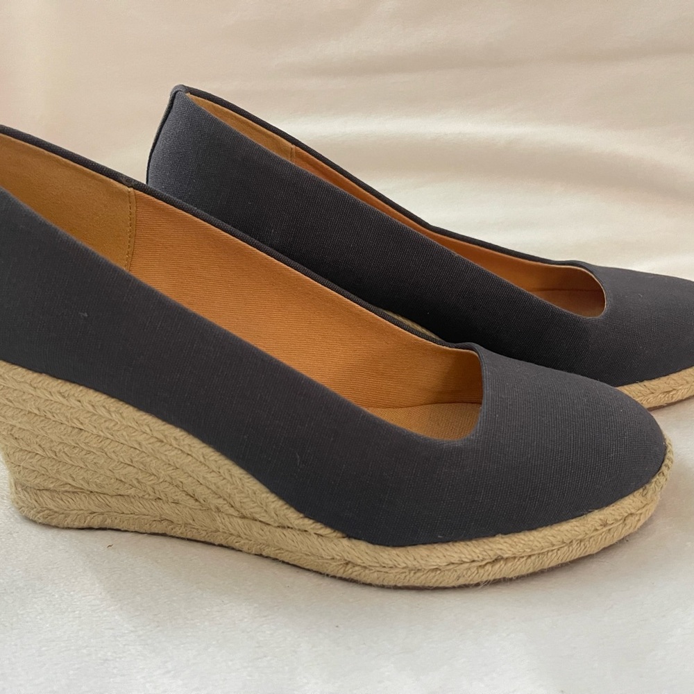 J. Crew Canvas Navy Wedge Espadrilles